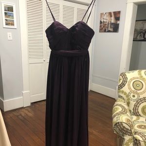 Purple Strapless Bridesmaid Dress